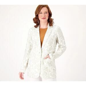 GRAVER Susan Graver Metallic Print Knit Topper Sugar Cane Petite Large A696328